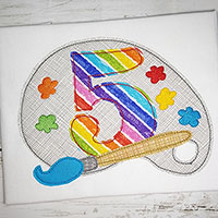 5th Birthday Paint Palette Machine Applique Design - Triple Stitch    